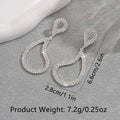 Geometric full diamond teardrop earrings for women silver copper row drilling European style 99 silver purity