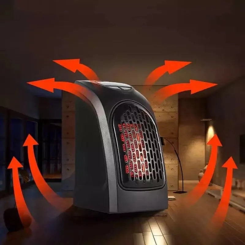 500W mini electric flame heater in flame or wall style with three speed settings for rooms under 20m²