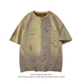 Men's grey ripped short sleeve t-shirt with loose fit design