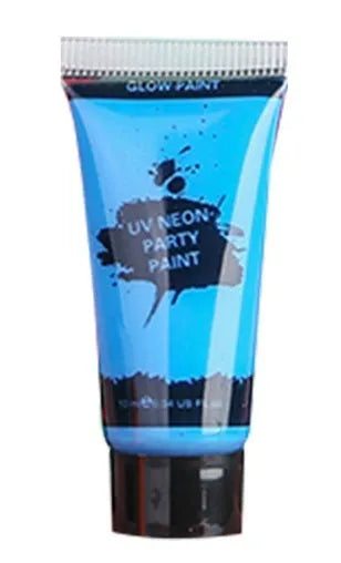 25ml squeeze tube of neon green face and body paint pigment for festivals.