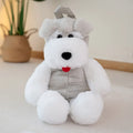 Light gray Schnauzer plush backpack with polyester lining, 45x22x20cm, ultra-light 0.34kg, for off-campus training