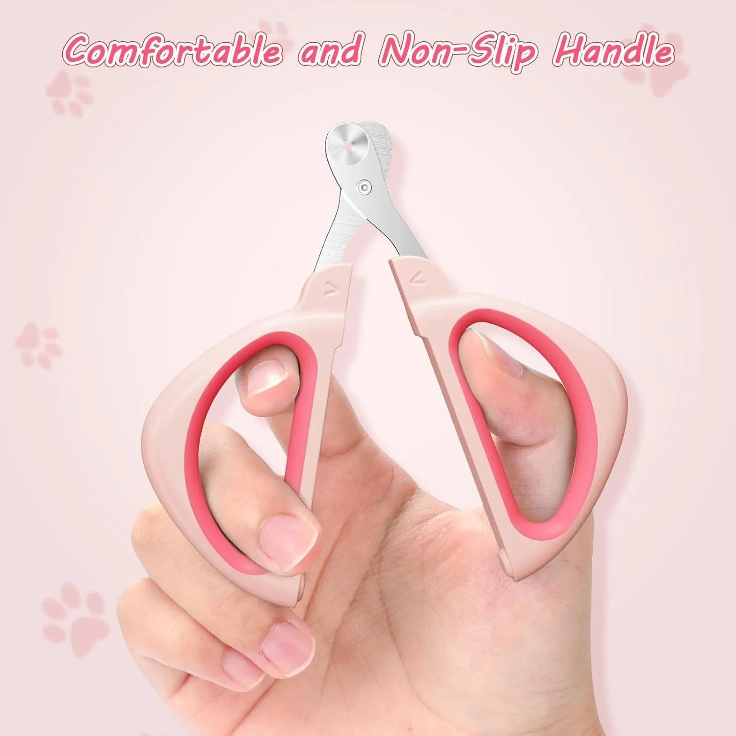 Blue cat nail clipper with a round positioning hole and stainless steel blade on a non-slip handle.