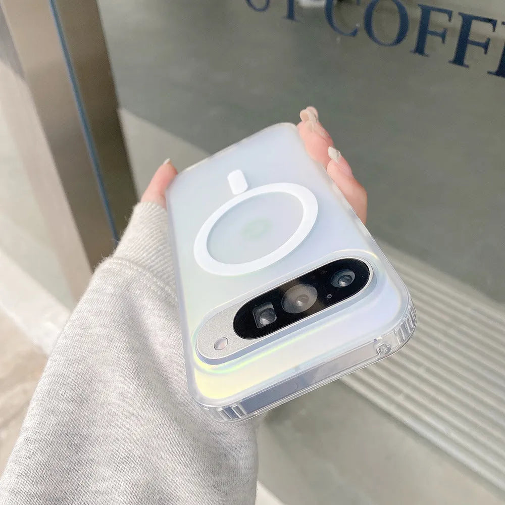 Colourful frosted laser transparent phone case for Google models with matte finish and anti-fingerprint surface