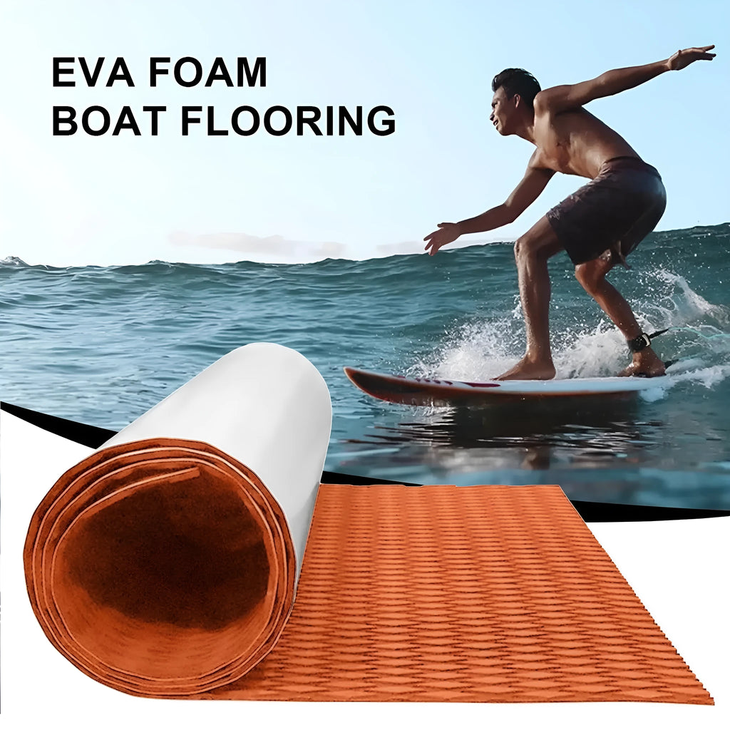 Simple outdoor surfboard non-slip mat in EVA material, 1200x300x5mm, black colour on beach sand