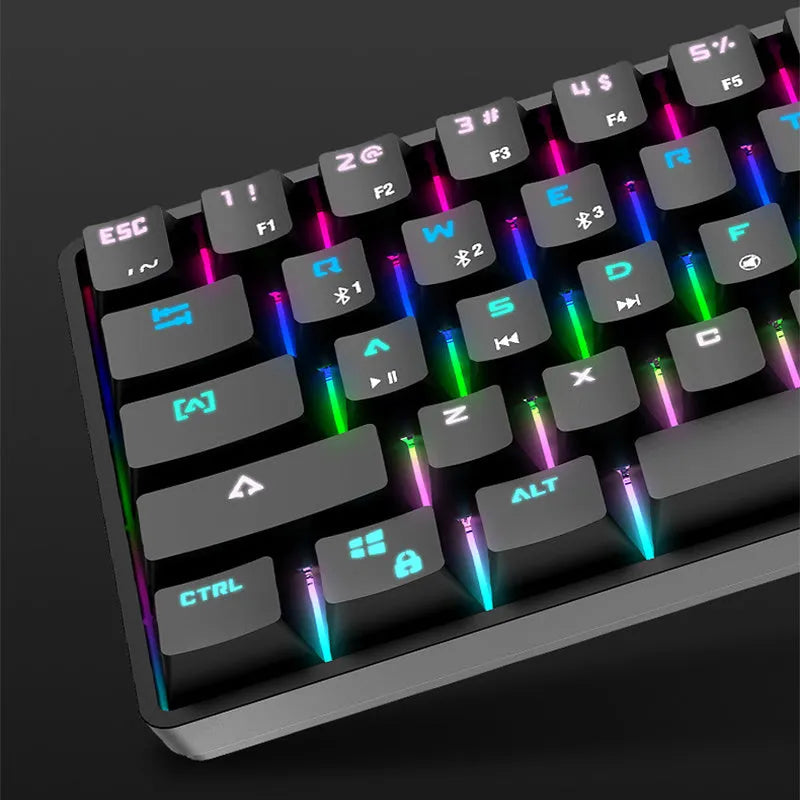 Wireless Bluetooth mechanical keyboard with colourful PBT keycaps, black colour, compact size