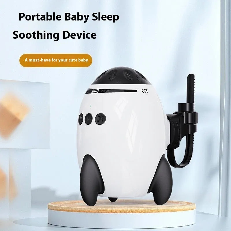 White baby sleep comforter with automatic shaking and Bluetooth connectivity for infants