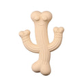 Cactus-shaped dog chew toy in bamboo fibre and rubber construction showing size comparison
