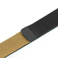 Stainless steel Apple Watch replacement strap in silver colour showing adjustable clasp.