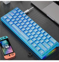 61-key mechanical keyboard, Type-C wired, seven-colour backlight, ABS body, 300x110x36mm, black blue pink white
