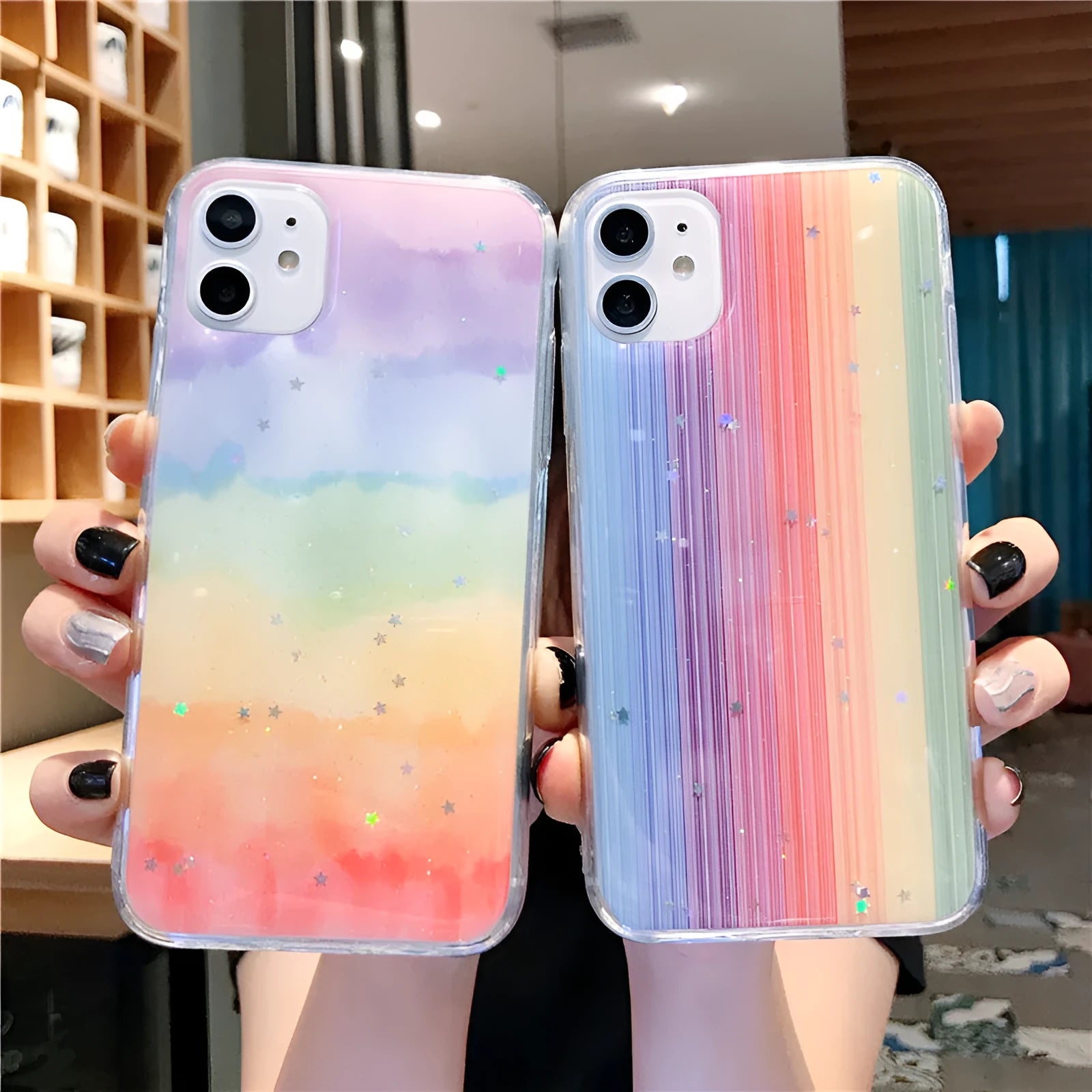 Epoxy Dream Rainbow phone case for iPhone 12 Pro Max with gradient rainbow TPU back cover