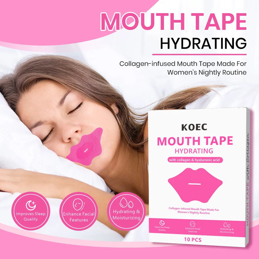 Pack of 10 hydrogel moisturizing sleep breathing mouth seal adhesive lip patches for night time mouth taping