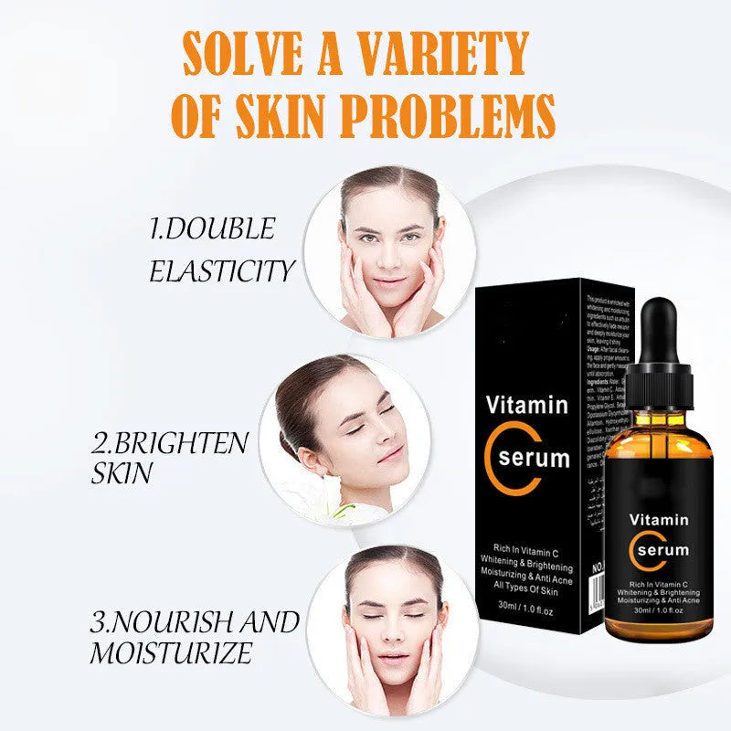 30ml Vitamin C facial essence bottle for brightening and nourishing, suitable for all skin types
