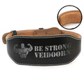 Black narrow PU leather weightlifting waist belt with punch-hole adjustment, sizes M L XL