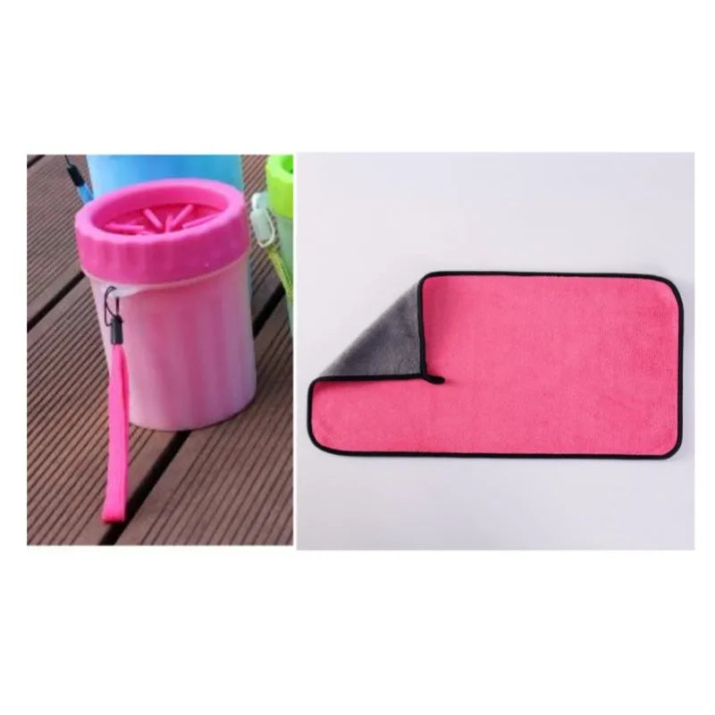 Blue silicone and plastic dog foot wash bucket for pet grooming