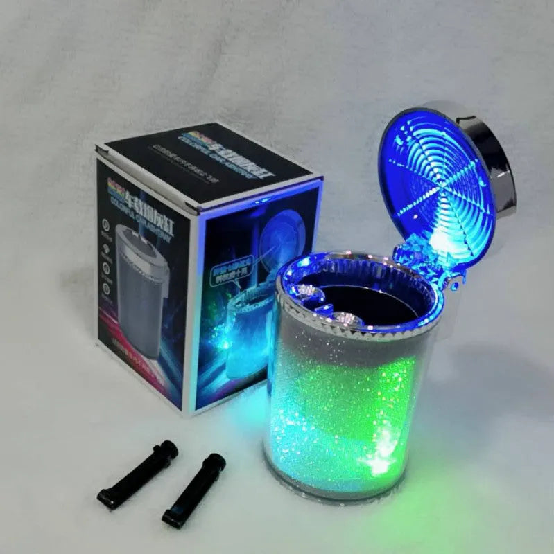 Silver car ashtray with solid mold fill and foam sealing ring for cup holder fit over 7cm