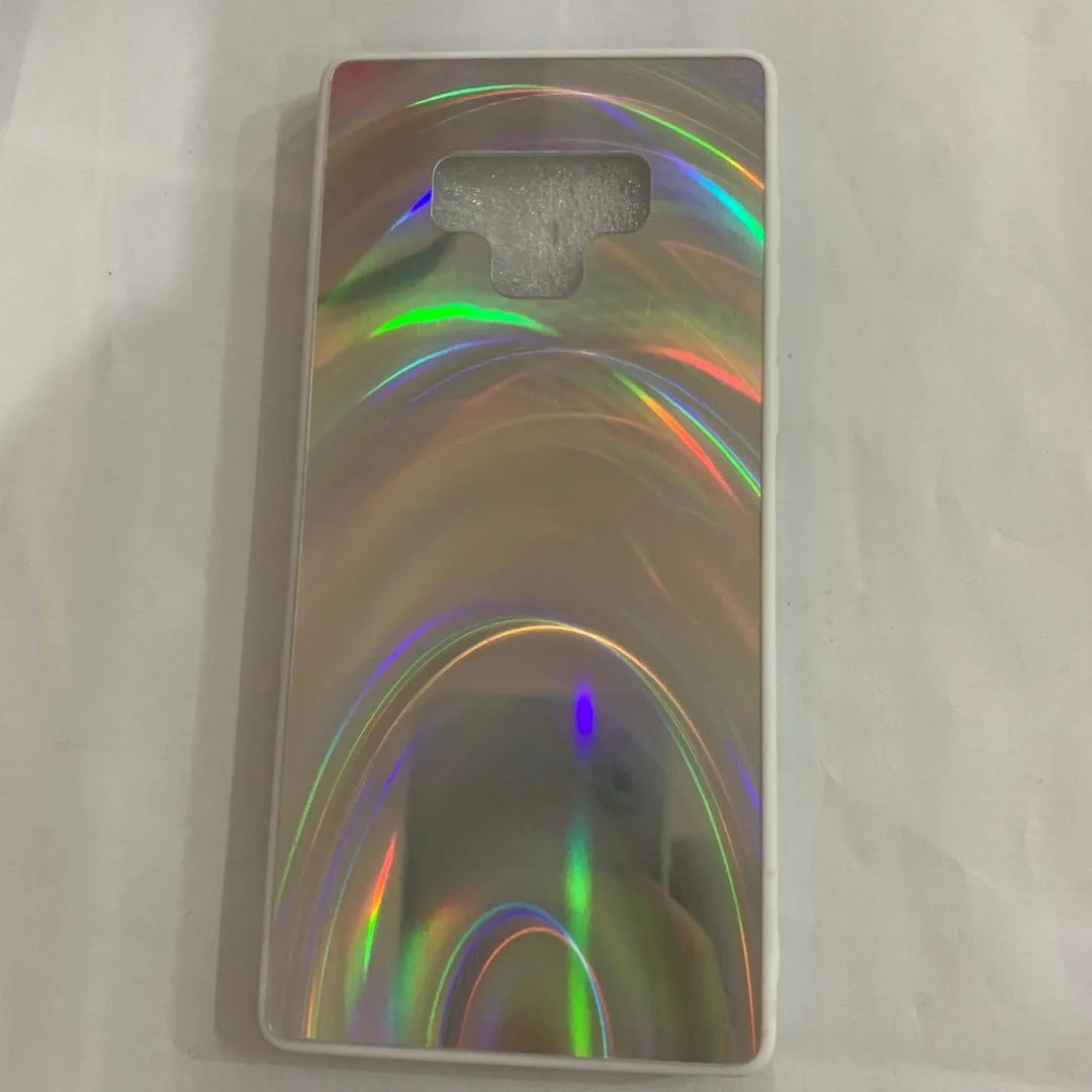 A 3D rainbow glitter gradient back cover case for a smartphone, showing its full-coverage design and sparkling finish.