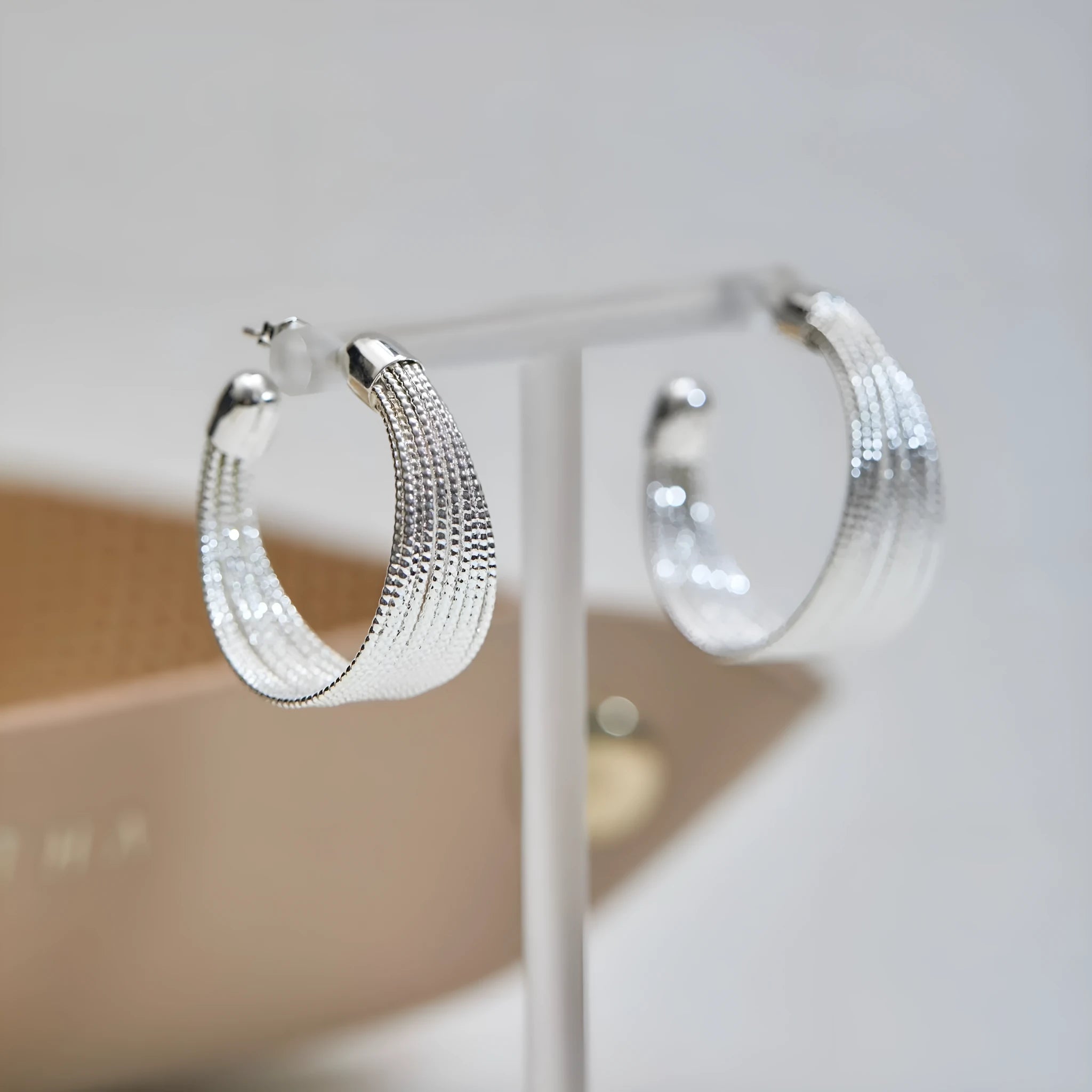 Multi-layer simple bracelet earrings set with silver and gold electroplated finishes on copper