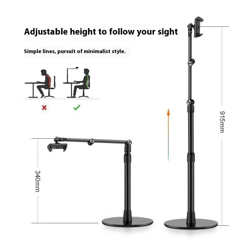 Telescopic lifting alloy stand for mobile phone and tablet live broadcast and bedside use