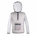 Gray breathable mesh insect bite jacket for camping fishing hiking with hood