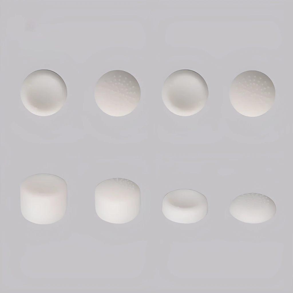 Set of eight silicone mushroom-shaped joystick caps in multiple colours for PS5, PS4, and Xbox controllers