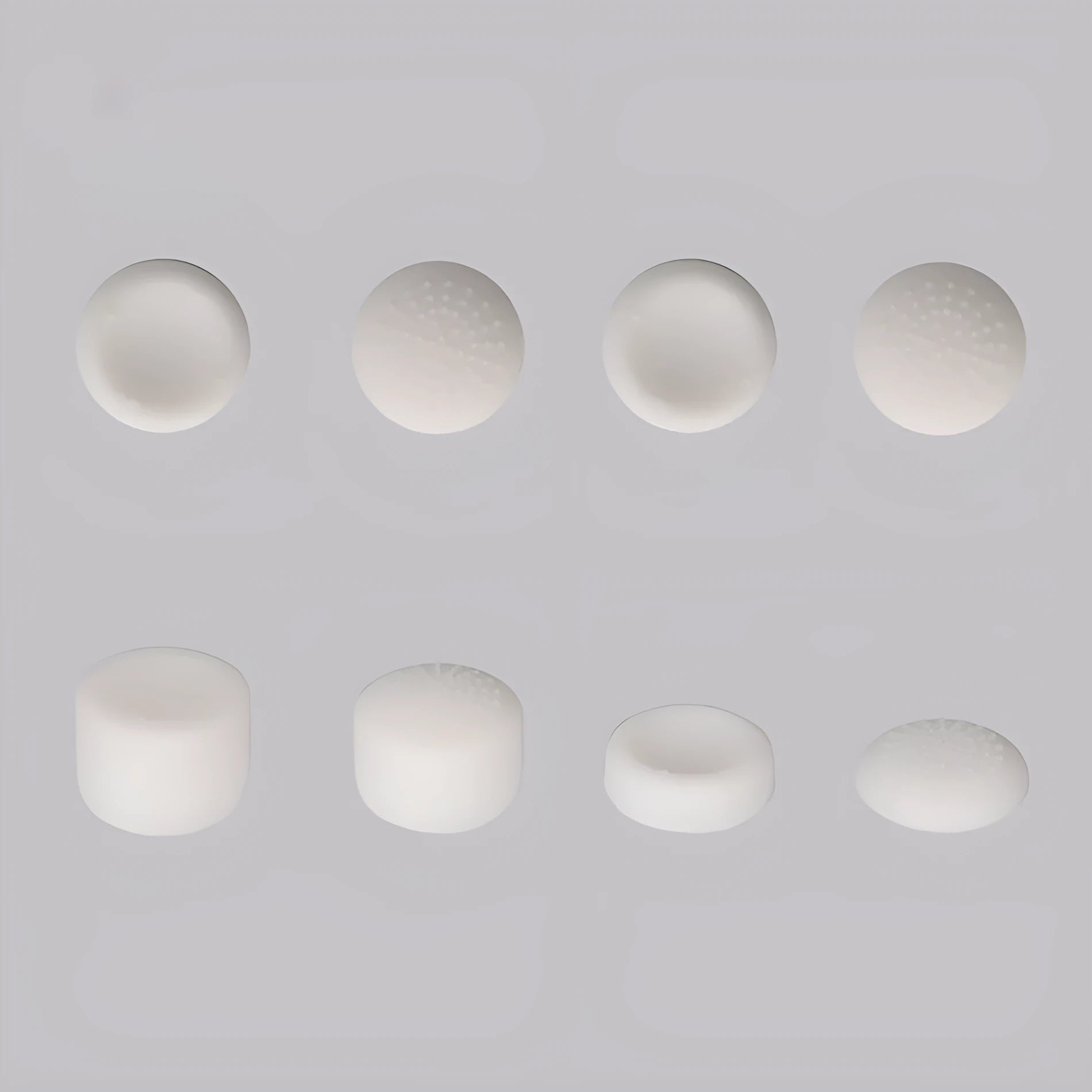 Set of eight silicone mushroom-shaped joystick caps in multiple colours for PS5, PS4, and Xbox controllers