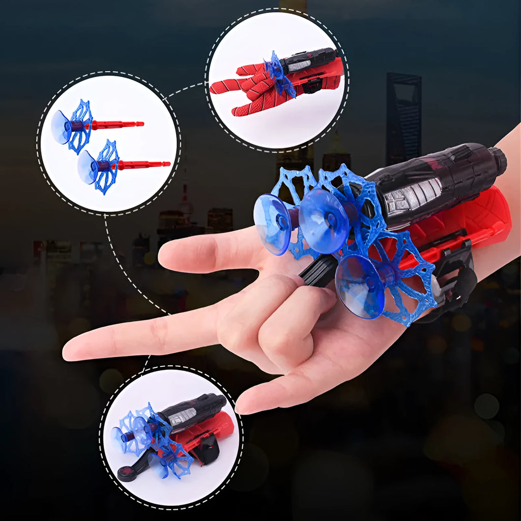 Spider Launcher Hero Upgrade wrist sucker toy with plastic build and glove transmitter