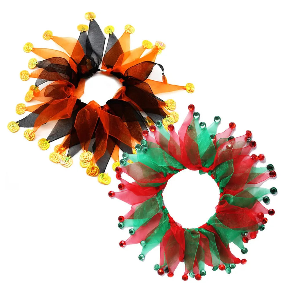 Tie-dye pattern pet collar in Christmas and Halloween colours with cloth material