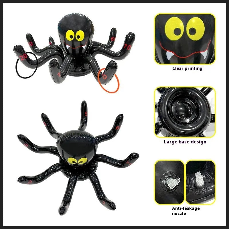 PVC inflatable throwing toy with octopus-shaped ferrule for Halloween games