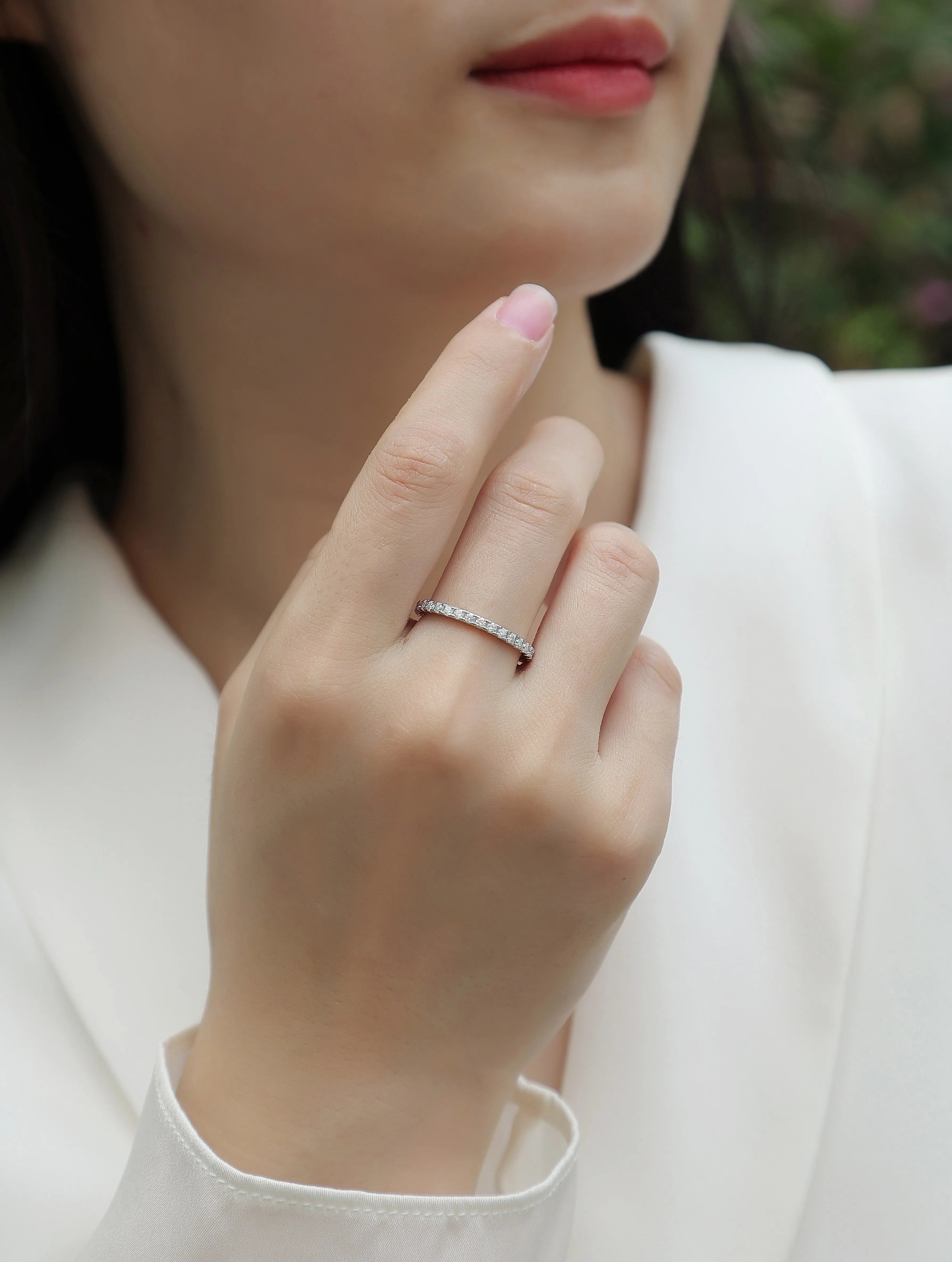 Daytime moissanite wedding ring set in gold and rose gold, S925 silver with platinum plating, sizes 5-9, gift box included
