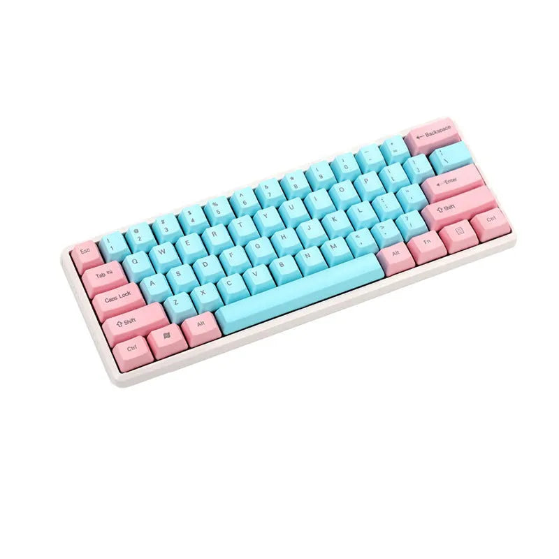 Pink opaque PBT keycaps with side-print engraving for mechanical keyboards