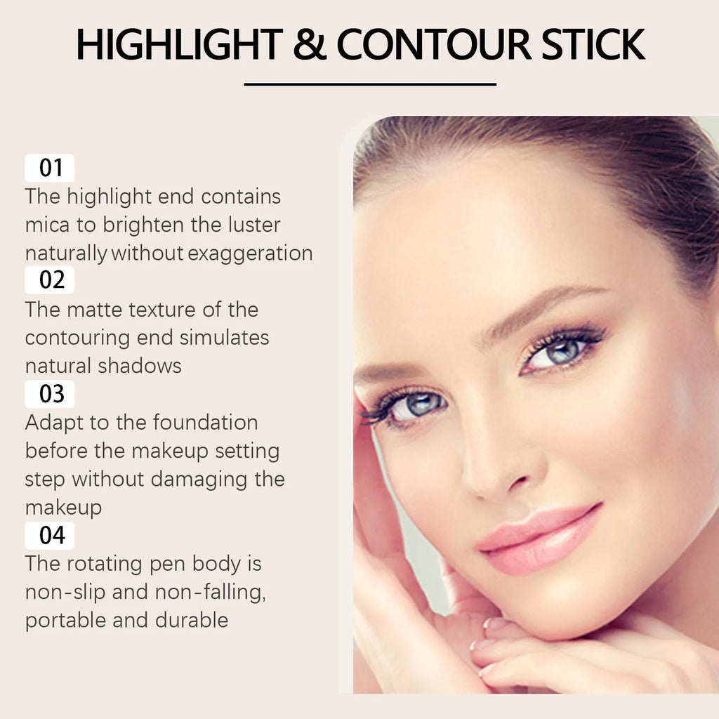 2-in-1 cream highlighter and contour stick make-up set in stick format