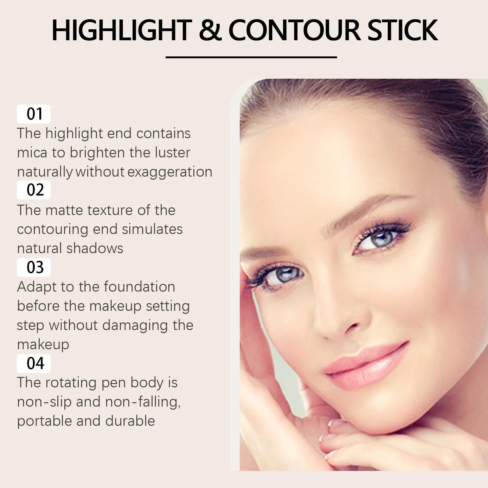 2-in-1 cream highlighter and contour stick make-up set in stick format
