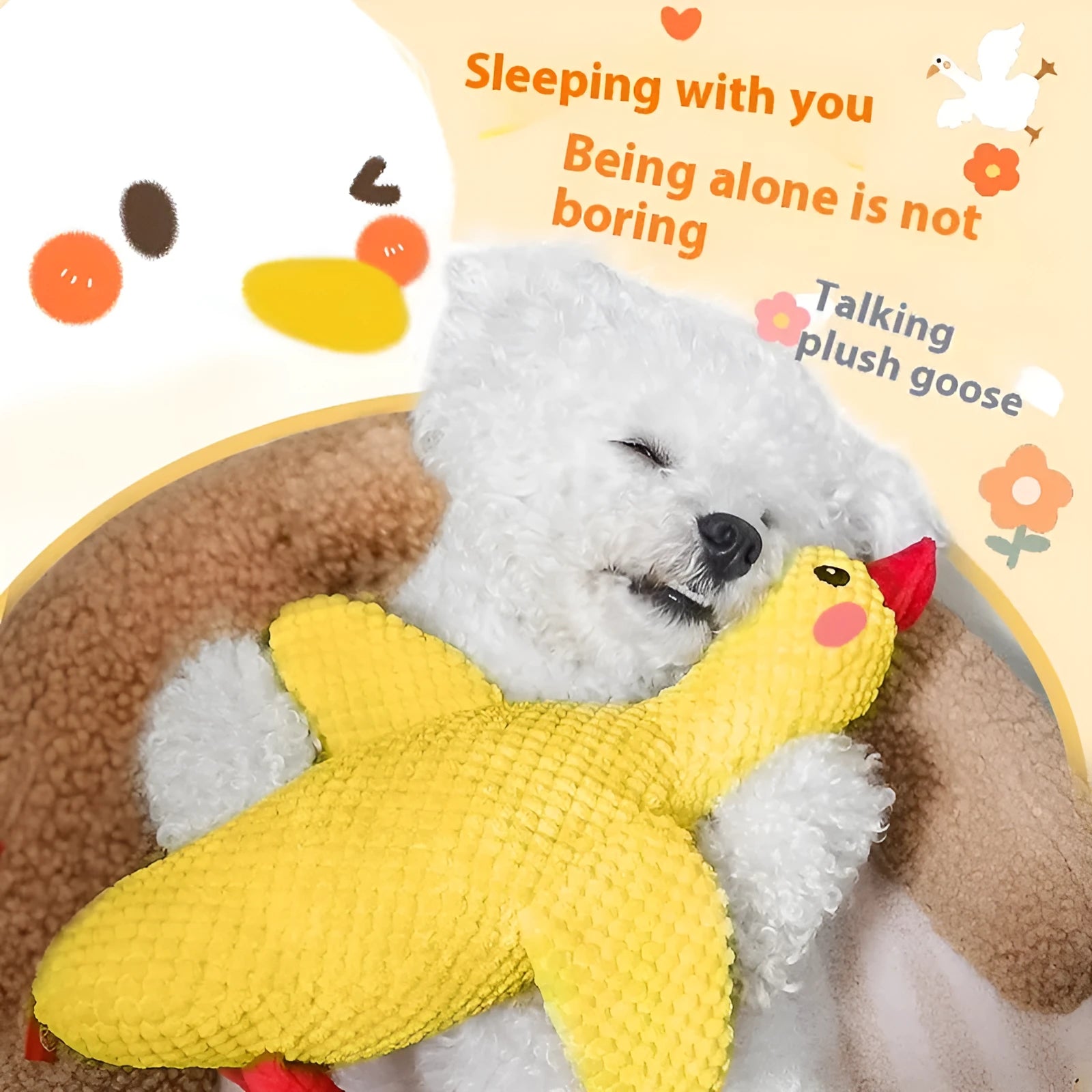 Rhubarb goose plush dog toy with sound molar and simulated pineapple grid texture