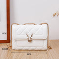 Summer Sheep Diamond Pattern PU Shoulder Bag, black and white, with chain strap and outer pocket.