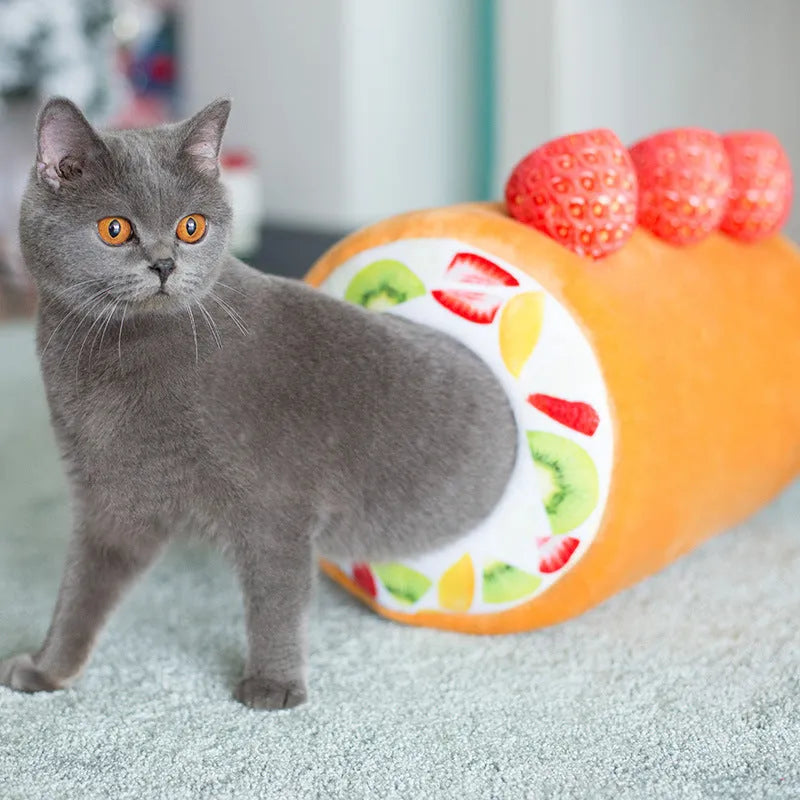 Yellow cake roll cat litter plush toy 40cm tall short plush sponge-filled
