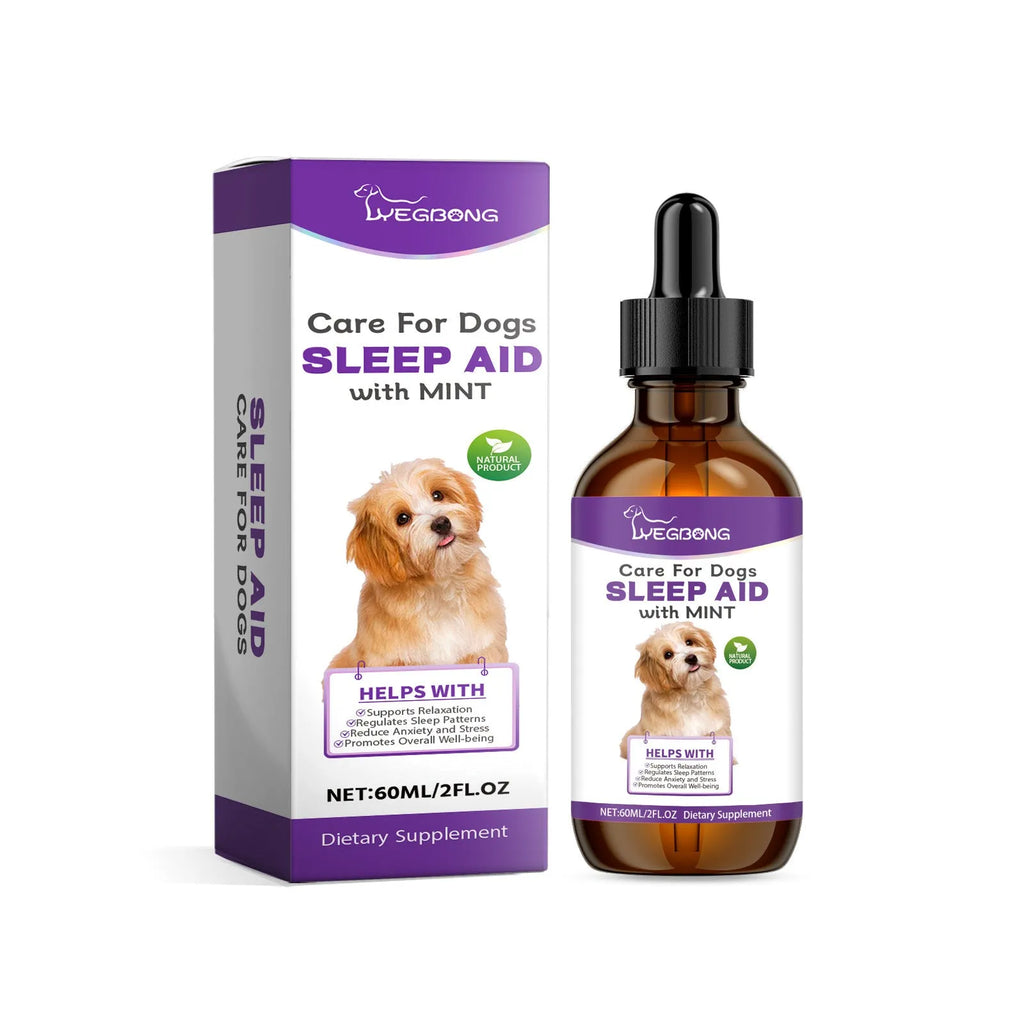 60ml bottle of Dog Sleep Drops for canine night sleep care, showing 3.3cm diameter.
