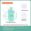 Oblique mouth choke-proof drinking cup with handle and lid, shown in bed care setting.