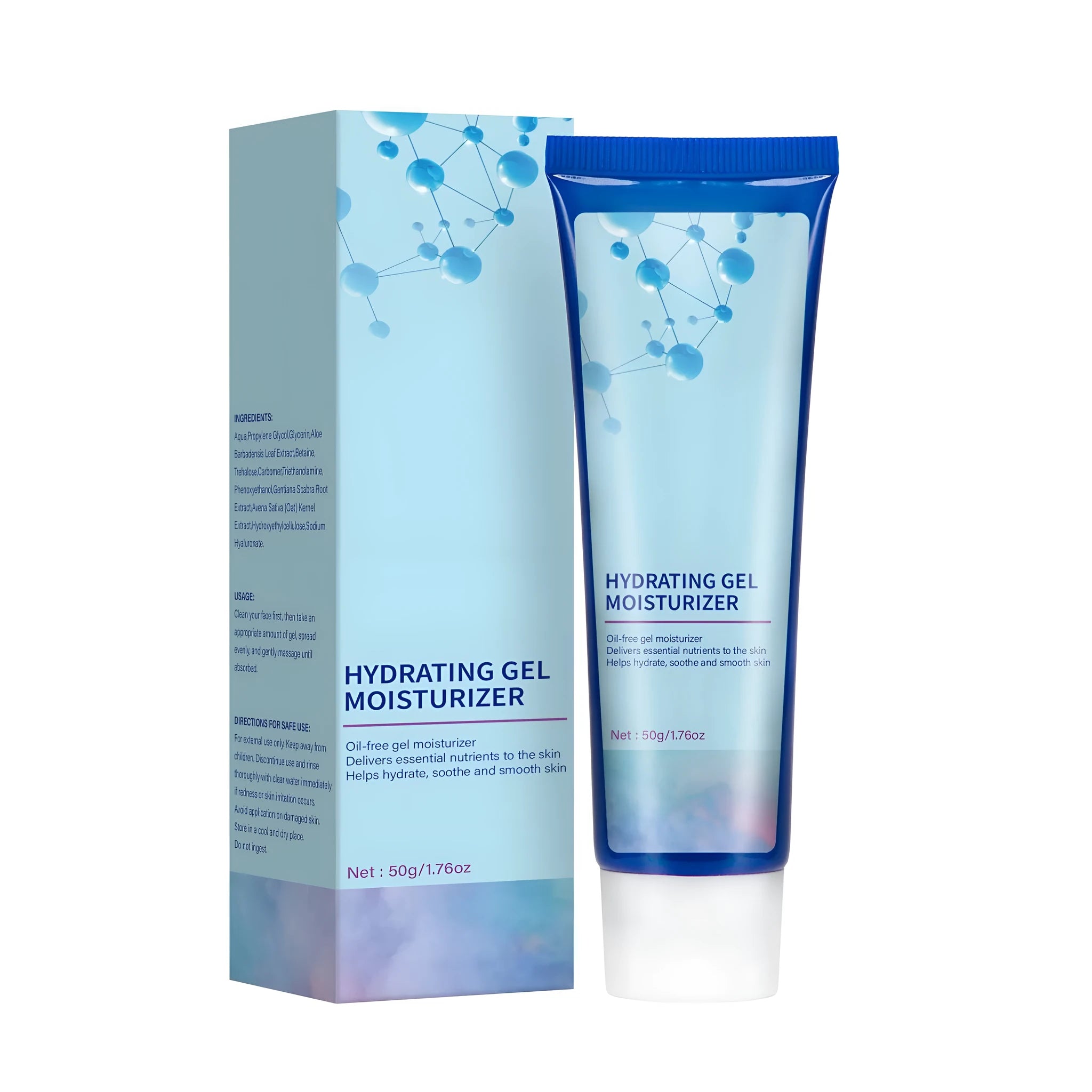 50g electrolyte moisturising gel in transparent formula for facial hydration