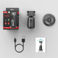 P05 black desktop rotating mobile phone holder with round chassis and ambient light