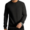 Men's long-sleeved round neck t-shirt in slim fit, shown in army green, with a pullover style