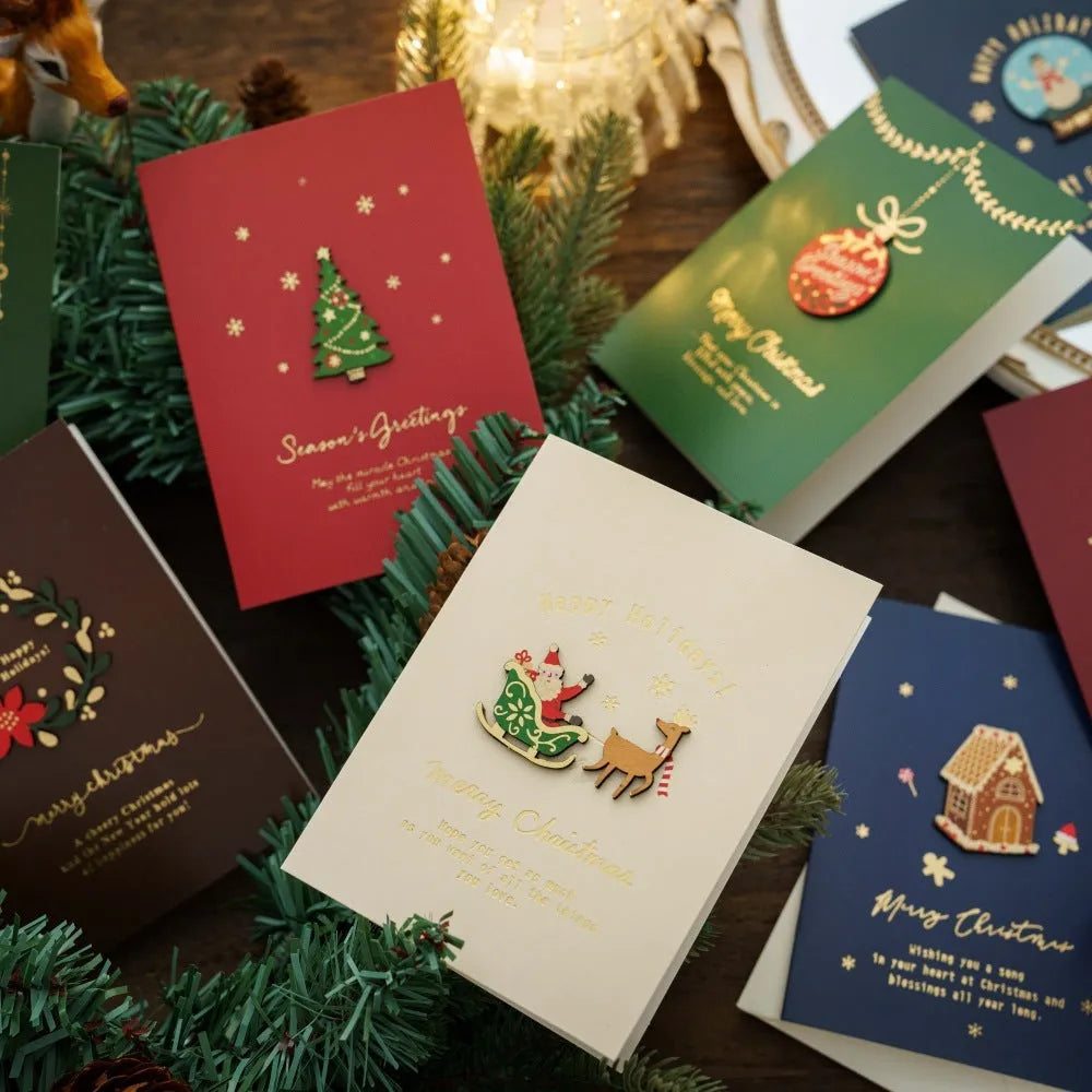 Christmas retro greeting card with simple modern design printed on special paper 95x130mm elk motif