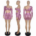 Women's sleeveless hollow-out two-piece dress set in elegant style, shown in available colours.