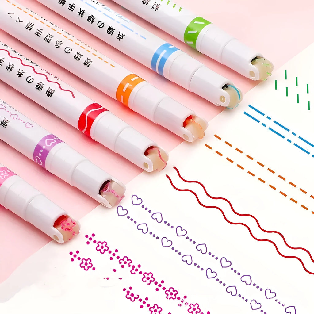 Creative curve pen set with roller outline design for student line drawing in plastic box