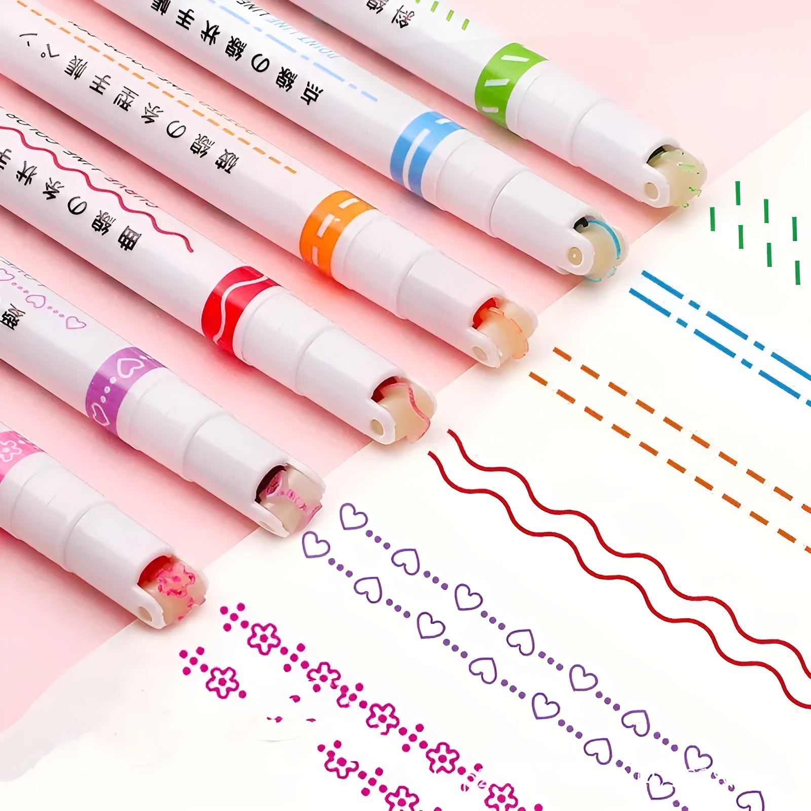 Creative curve pen set with roller outline design for student line drawing in plastic box