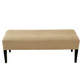 Stretch chair cover 150x45x14cm in plush fabric with non-slip base, shown in beige colour option