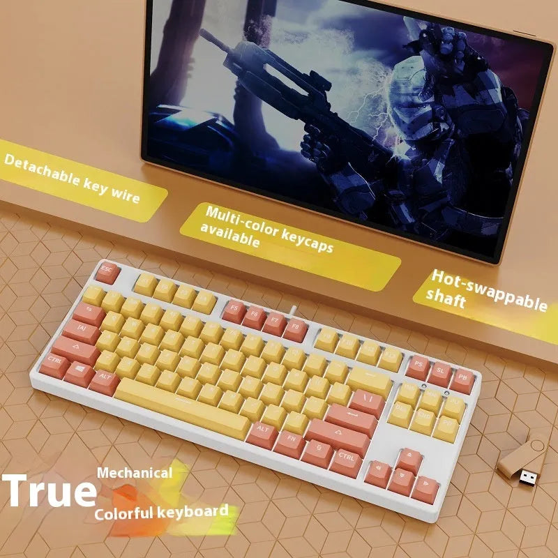 87-key mechanical gaming keyboard with two-tone colour design and hot-swappable switches