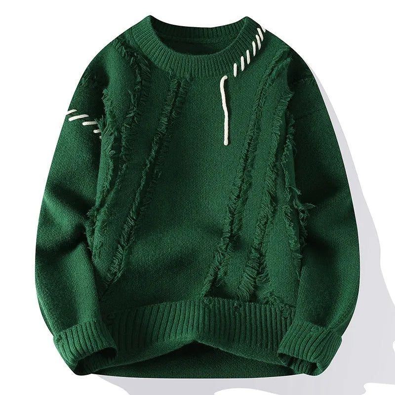 Crew neck pullover sweater in slim fit, acrylic blend, available in five colours, sizes 165 to 190, for autumn daily wear