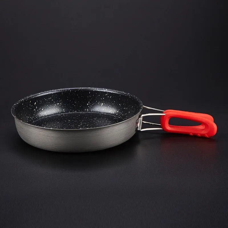Alocs medical stone colour non-stick folding frying pan, 180mm diameter, aluminium alloy, compact for outdoor use