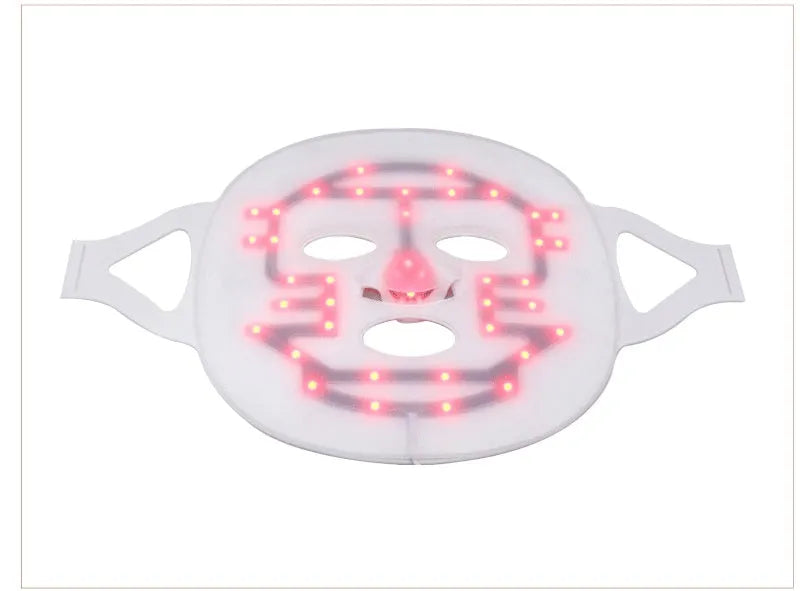 White LED silicone photon beauty mask with red blue light therapy for acne home use