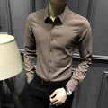 Men's black loose fit long sleeve polyester fibre shirt for autumn winter